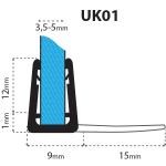 Shower seal UK01 for glass thicknesses 3.5-5 mm Steigner 1 nr.2